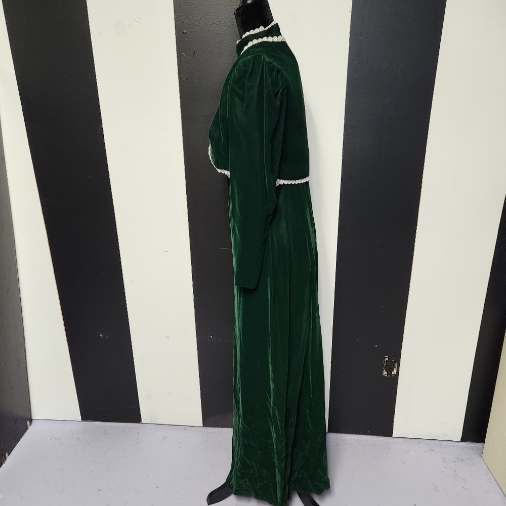 70's emerald and daisy velvet dress + bolero - Picture 6 of 8